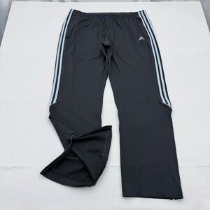Vintage Y2K Adidas‎ Wide Leg Ankle Zip Track Pants XL Womens Gray Baggy Nylon